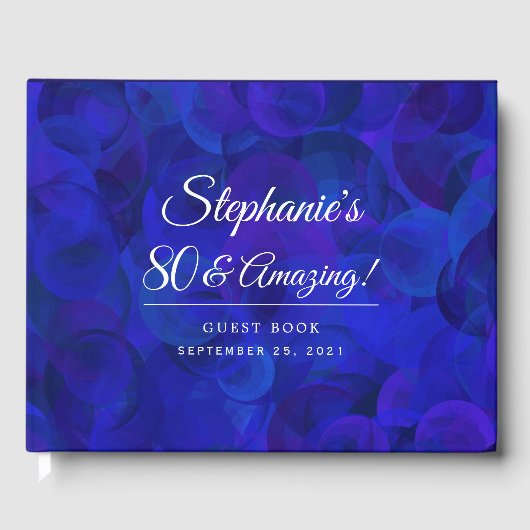 Elegant Royal Blue 80 & Amazing Birthday Party Gastenboek (Voorkant)
