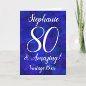 Elegant Royal Blue 80 en Amazing Birthday Kaart (Voorkant)