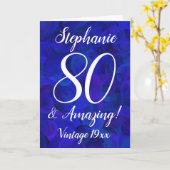 Elegant Royal Blue 80 en Amazing Birthday Kaart (Gele Bloem)
