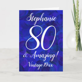 Elegant Royal Blue 80 en Amazing Birthday Kaart