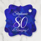 Elegant Royal Blue 80 en Amazing Birthday Party Bedankjes Labels (Achterkant)