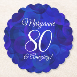 Elegant Royal Blue 80 en Amazing Birthday Party Kartonnen Onderzetters