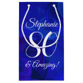 Elegant Royal Blue 80 en Amazing Birthday Party Klein Cadeauzakje (Achterkant)