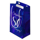 Elegant Royal Blue 80 en Amazing Birthday Party Klein Cadeauzakje (Voorkant Gekanteld)