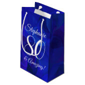 Elegant Royal Blue 80 en Amazing Birthday Party Klein Cadeauzakje (Achterkant Gekanteld)