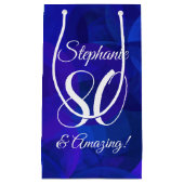 Elegant Royal Blue 80 en Amazing Birthday Party Klein Cadeauzakje (Voorkant)