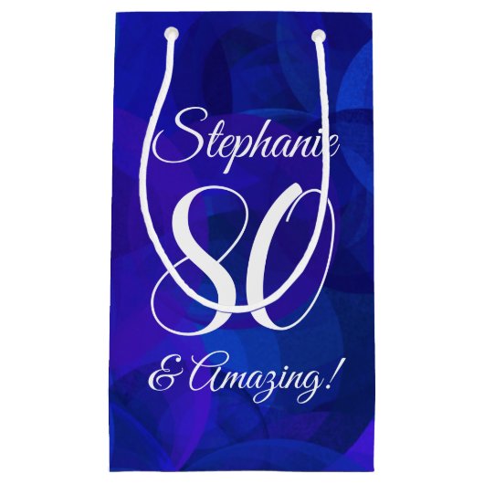Elegant Royal Blue 80 en Amazing Birthday Party Klein Cadeauzakje (Voorkant)