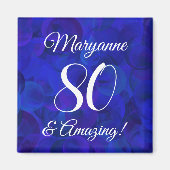 Elegant Royal Blue 80 en Amazing Birthday Party Magneet (Voorkant)
