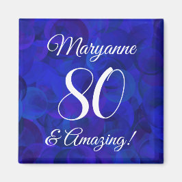 Elegant Royal Blue 80 en Amazing Birthday Party Magneet
