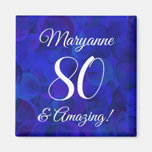 Elegant Royal Blue 80 en Amazing Birthday Party Magneet