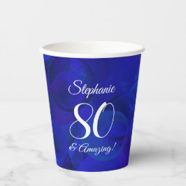 Elegant Royal Blue 80 en Amazing Birthday Party Papieren Bekers