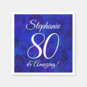 Elegant Royal Blue 80 en Amazing Birthday Party Servet (Voorkant)
