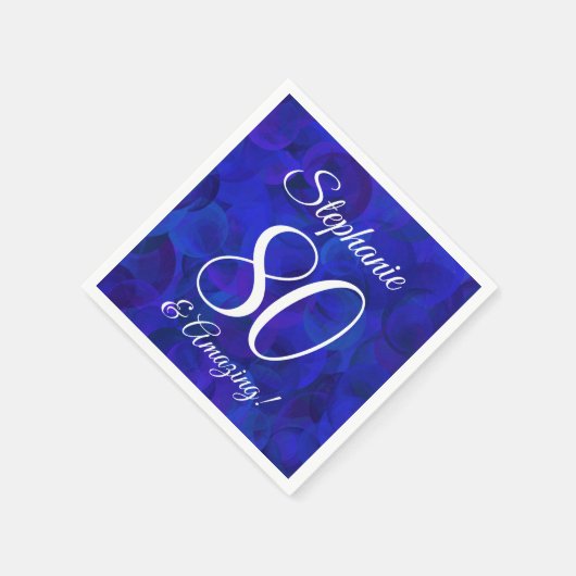 Elegant Royal Blue 80 en Amazing Birthday Party Servet (Hoek)