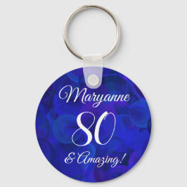 Elegant Royal Blue 80 en Amazing Birthday Party Sleutelhanger