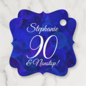 Elegant Royal Blue 90 en Amazing Birthday Party Bedankjes Labels (Achterkant)