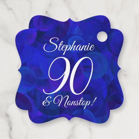 Elegant Royal Blue 90 en Amazing Birthday Party Bedankjes Labels