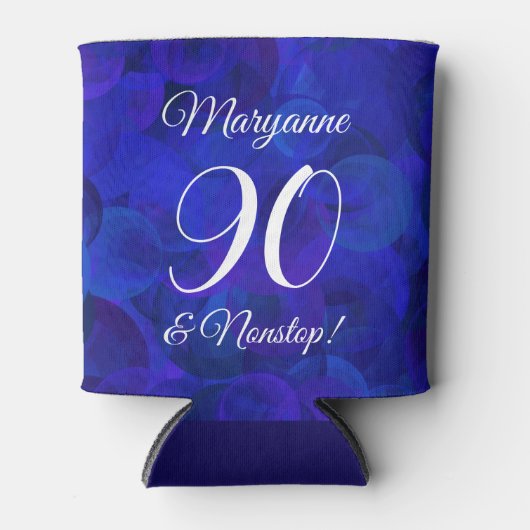 Elegant Royal Blue 90 en Nonstop Birthday Party Blikjeskoeler (Voorkant)