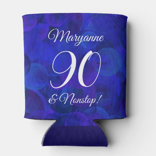 Elegant Royal Blue 90 en Nonstop Birthday Party Blikjeskoeler (Achterkant)