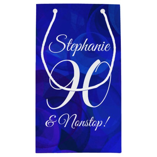 Elegant Royal Blue 90 en Nonstop Birthday Party Klein Cadeauzakje (Achterkant)