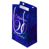 Elegant Royal Blue 90 en Nonstop Birthday Party Klein Cadeauzakje (Voorkant Gekanteld)