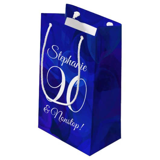 Elegant Royal Blue 90 en Nonstop Birthday Party Klein Cadeauzakje (Achterkant Gekanteld)