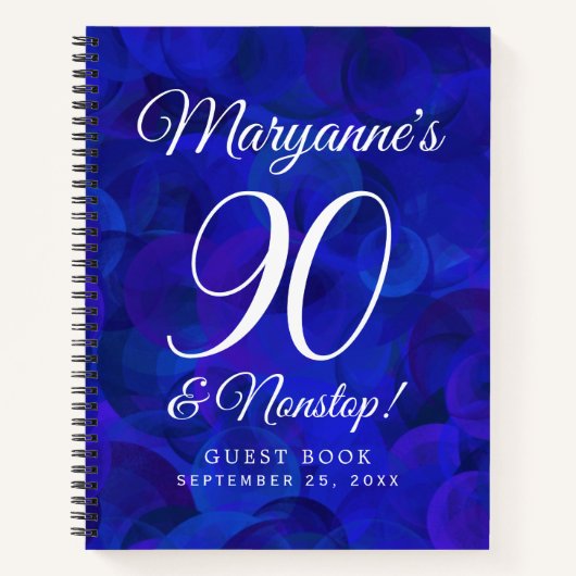 Elegant Royal Blue 90 en Nonstop Birthday Party Notitieboek (Voorkant)