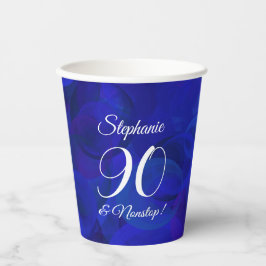 Elegant Royal Blue 90 en Nonstop Birthday Party Papieren Bekers