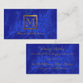 Elegant Royal Blue Abstract Gold Monogram Notary Visitekaartje (Voorkant / Achterkant)