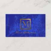 Elegant Royal Blue Abstract Gold Monogram Notary Visitekaartje (Voorkant)