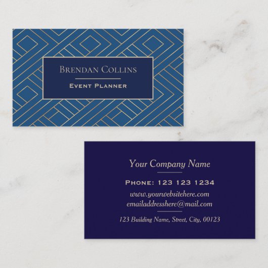 Elegant Royal Blue Abstract Visitekaartje (Voorkant / Achterkant)