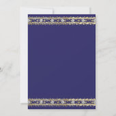 Elegant royal blue and gold bruiloft Invitation Kaart (Achterkant)