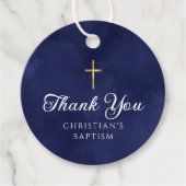Elegant Royal Blue Baptism Boy Hartelijk dank Bedankjes Labels (Voorkant)