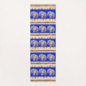 Elegant Royal Blue Batik Tribal Indian Elephants Yogamat (Voorkant)