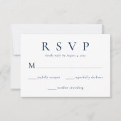 Elegant Royal Blue Beige bruiloft RSVP Kaart (Voorkant)