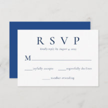 Elegant Royal Blue Beige bruiloft RSVP Kaart