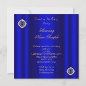 Elegant Royal Blue Beige Gold Birthday Party Kaart (Achterkant)