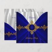 Elegant Royal Blue Birthday Gold Jewel White Kaart (Voorkant / Achterkant)