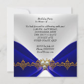 Elegant Royal Blue Birthday Gold Jewel White Kaart (Achterkant)