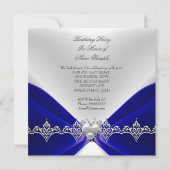 Elegant Royal Blue Birthday Jewel White Silk Kaart (Achterkant)