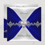 Elegant Royal Blue Birthday Jewel White Silk Kaart<br><div class="desc">Elegant Royal Blue Birthday Silver Jewel White Silk All Occasion Invitations. De verjaardag van de partij nodigt Sjabloon uit voor de zoete 16,  Quinceanera,  21,  30,  40,  50,  60,  70,  80,  90,  100, </div>