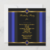 Elegant Royal Blue Black Birthday Kaart (Achterkant)