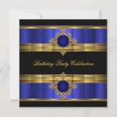 Elegant Royal Blue Black Birthday Kaart (Voorkant)