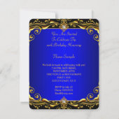 Elegant Royal Blue Black op Gold Birthday Party Kaart (Achterkant)