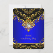 Elegant Royal Blue Black op Gold Birthday Party Kaart (Voorkant)
