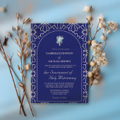 Elegant Royal Blue Bloemen Nuptial Mass Bruiloft Kaart