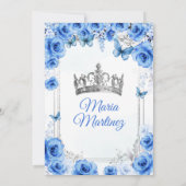 Elegant Royal Blue Bloemen Prinses Mis Quince Kaart (Achterkant)