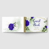 elegant royal blue bloems geometrisch bruiloft gastenboek (Volledig)