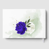 elegant royal blue bloems geometrisch bruiloft gastenboek (Achterkant)