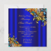Elegant Royal Blue Bluebird Blauwgroen Gold Birthd Kaart (Achterkant)