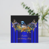 Elegant Royal Blue Bluebird Gold Birthday Kaart (Staand voorkant)